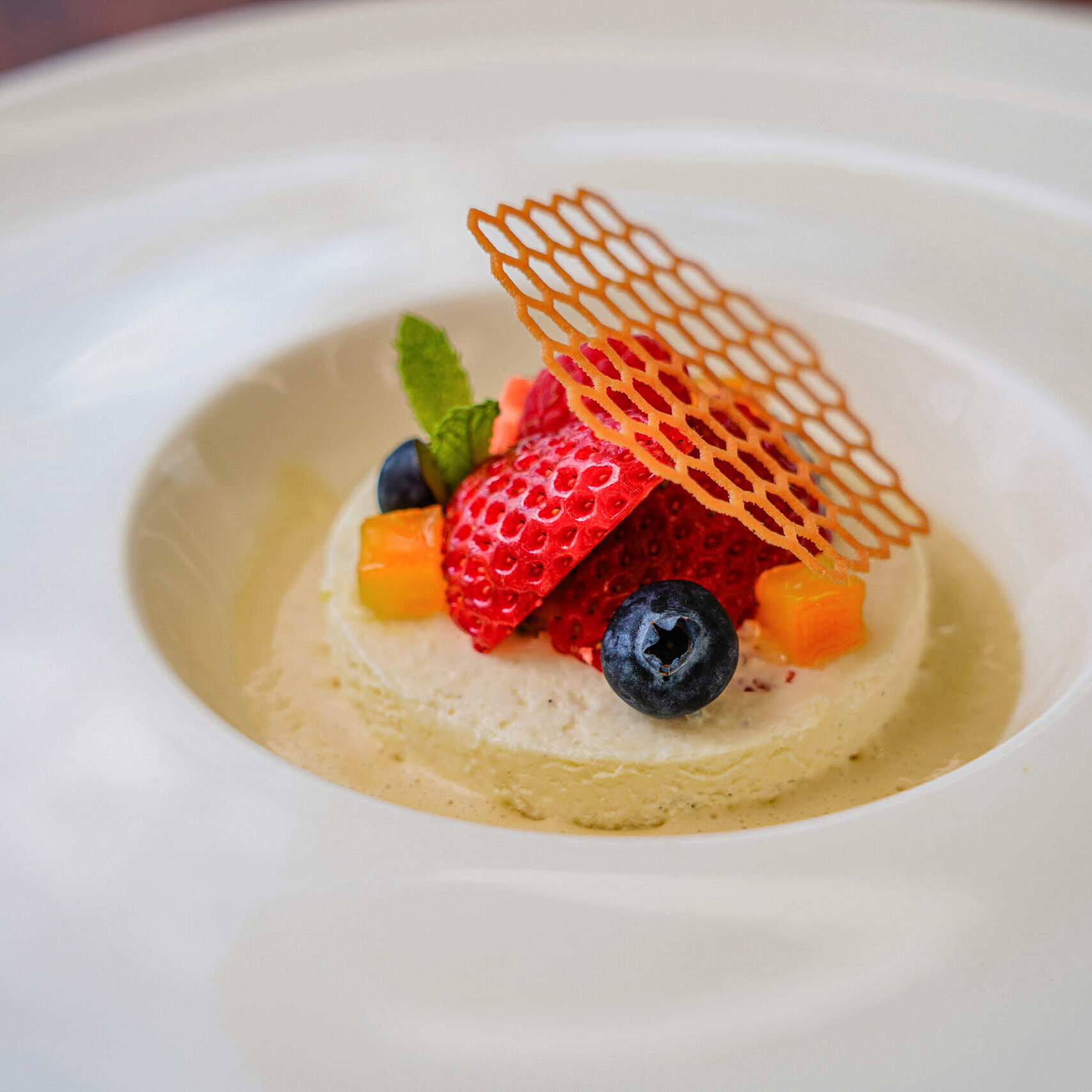 Camellia Restaurant - Raglan manuka honey bavarois : fresh berries